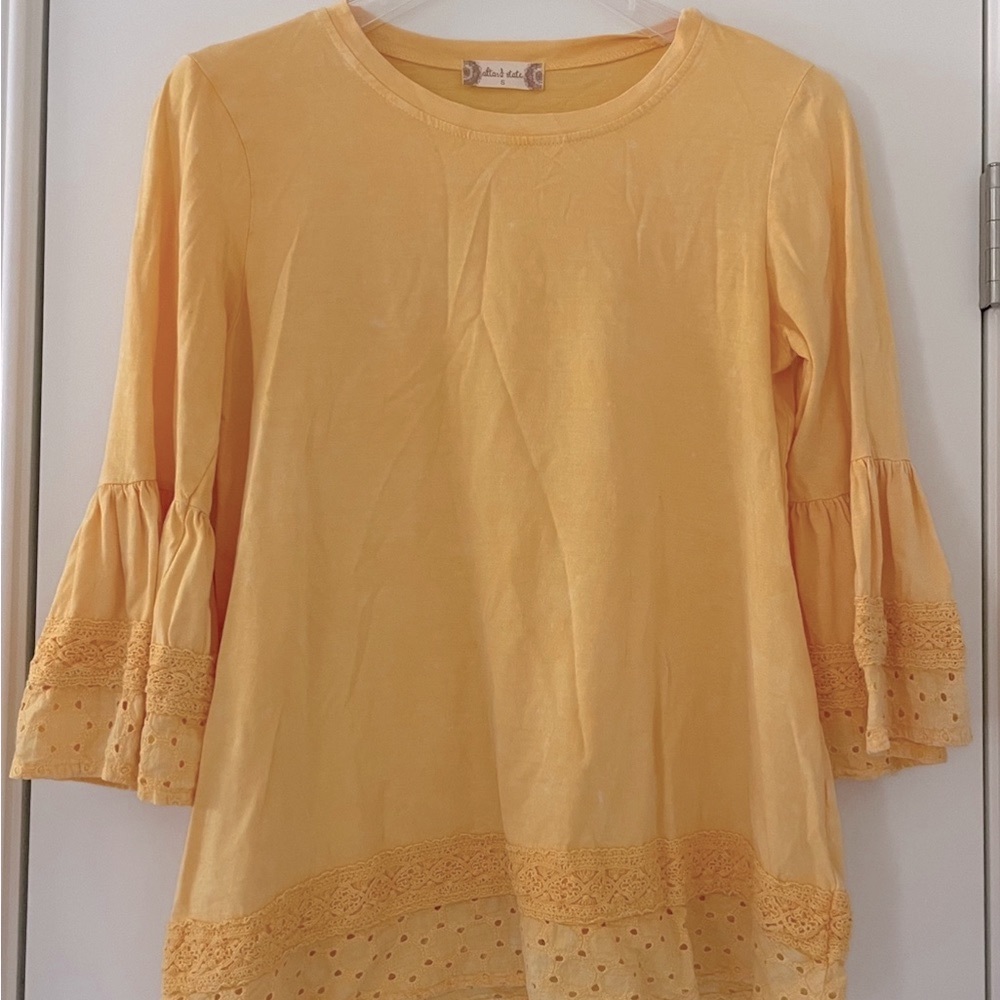 Altar’d State Yellow 3/4 Sleeve Boho Top Size S